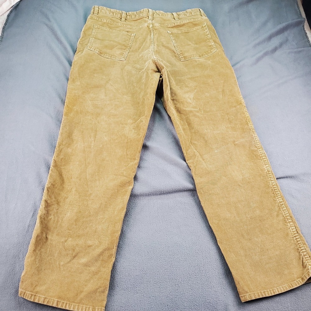 LL Bean Natural Fit Corduroy Pants Mens 38W 30.5 in seam Tan Cotton Blend - Picture 7 of 8